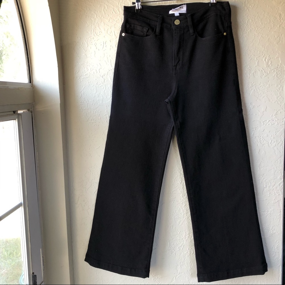 Frame Denim “Film Noir” Cropped Wide Leg Jeans